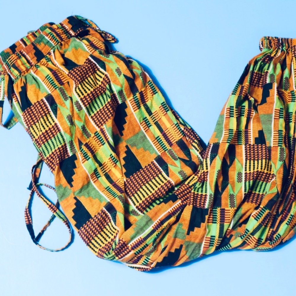 Orange African Print Jogger Style Pants